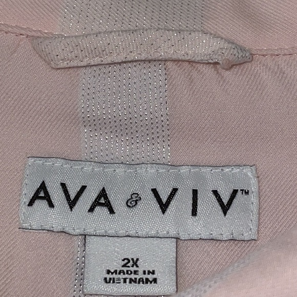 AVA ViV Plaid Pink & Silver Button Down Blouse Sz. 2X - Picture 9 of 12